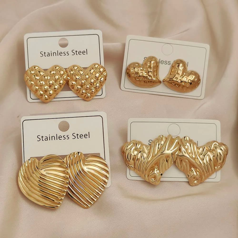 Orecchini da donna in acciaio inossidabile stampati con amore alla moda, orecchini in metallo pesante impermeabili e che non sbiadiscono, regali per feste di nozze