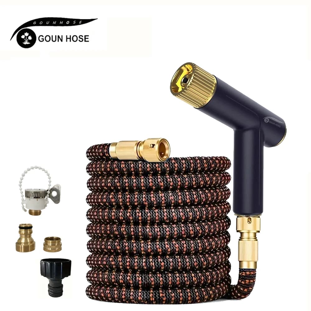 2026 Flexible Rubber Garden Hose with Adjustable Water Gun for Lawn Irrigation And Car Washing Stretchable Water Pipe