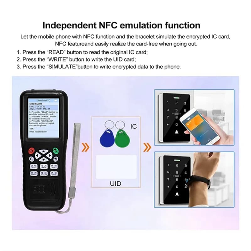 CEA X100 RFID NFC Smart Card Reader Writer + 5XCUID Card RFID Duplicatore ID IC Card Programmatore Copiatrice chiave crittografata