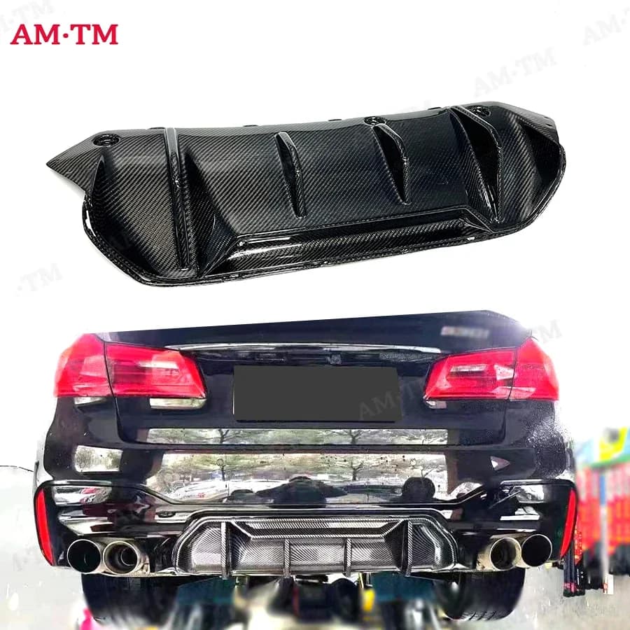 For BMW 5 Series M5 F90 2017+ MP Style Carbon Fiber Rear Lip Diffuser Back Bumper Spoiler Separator Upgrade body kit