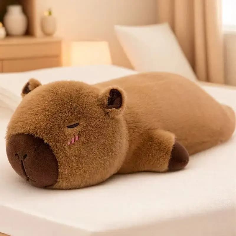 45cm-65cm Kawaii Cartoon Giant Strip Capybara Plush Doll Pillow Lying Brown Orange Wings Creative Capybara Plush Toy Home Decor