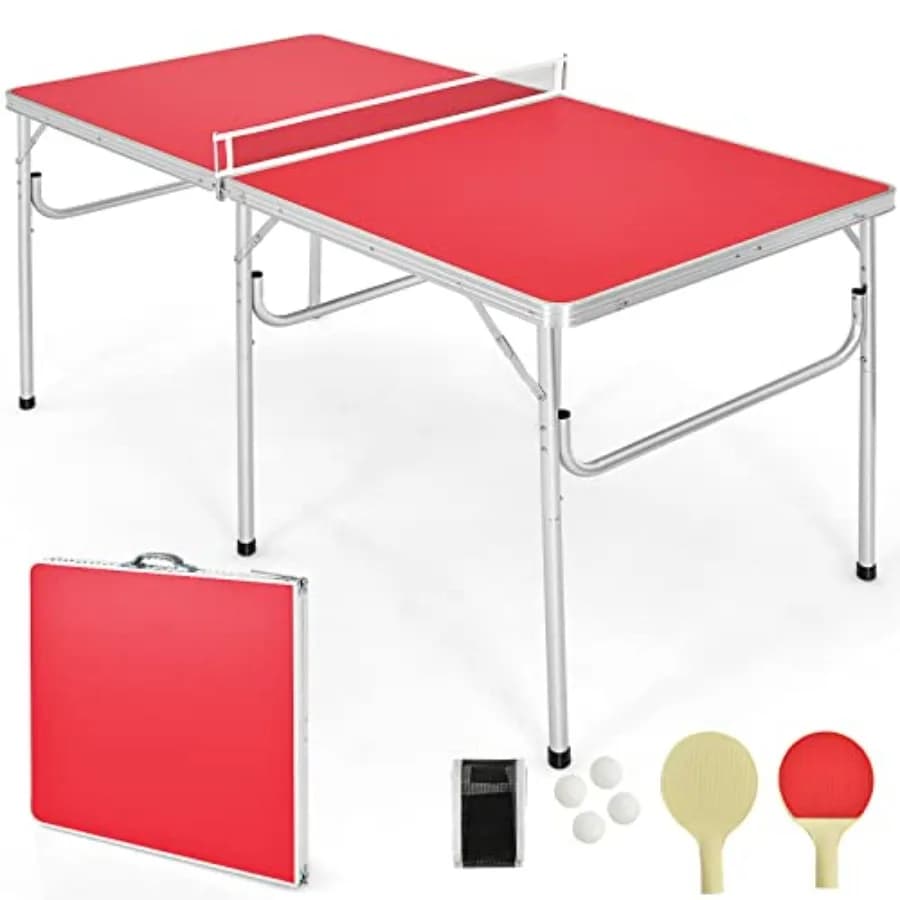 Tavolo da ping pong pieghevole Tavolo da ping pong preassemblato da 100 con rete 2 palette Palline da ping pong Set da gioco da ping pong portatile