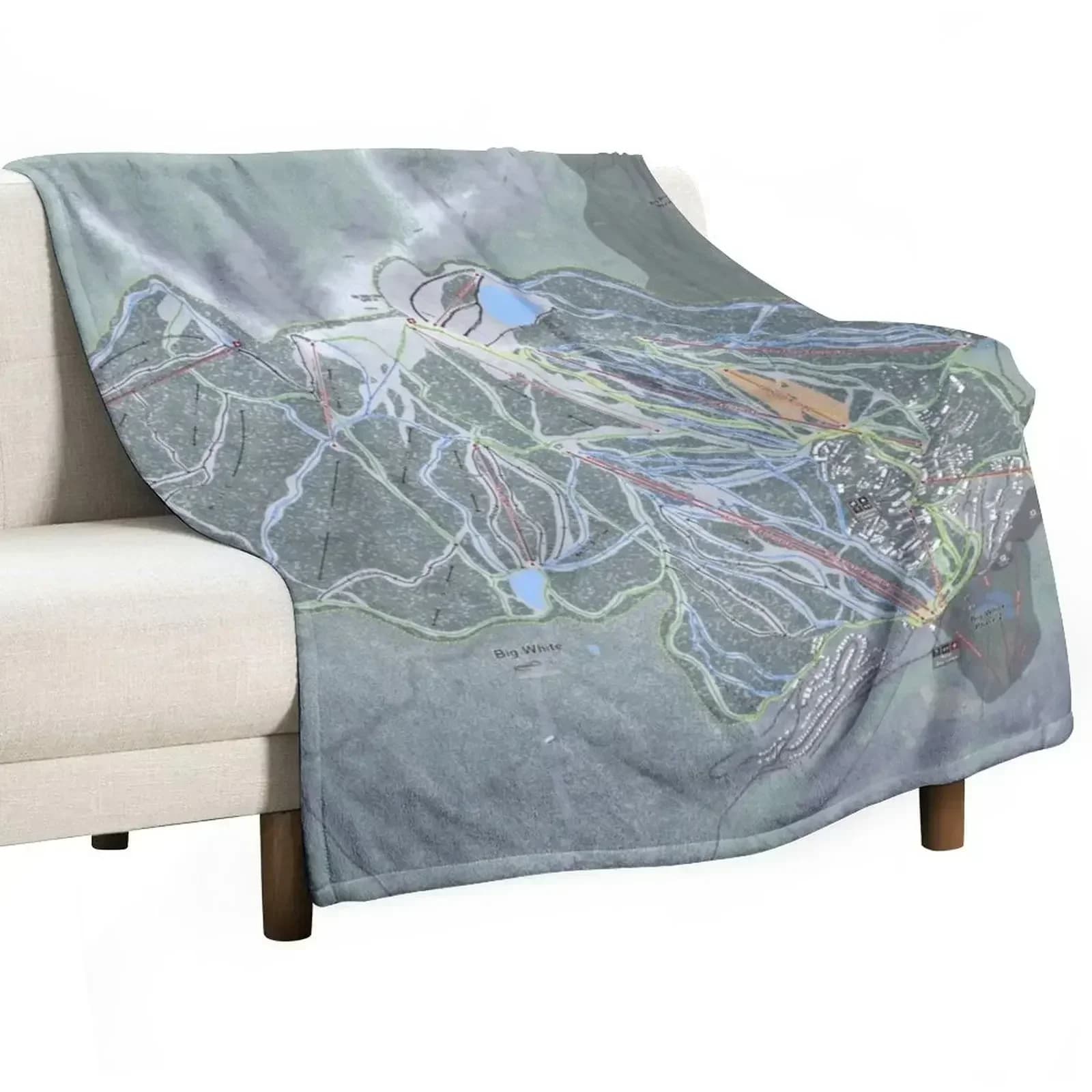 Big White Resort Trail Map Throw Blanket Cute Decorative Throw Sleeping Bag Heavy valentine gift ideas Flannels Blankets