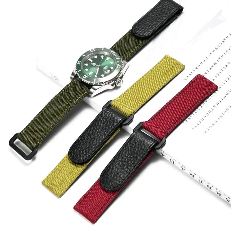 Cinturino in nylon velcro da 20 mm per Daytona SUB Rolex Seiko CASIO Tissot Accessori per catene per orologi Cinturino per Apple Watch