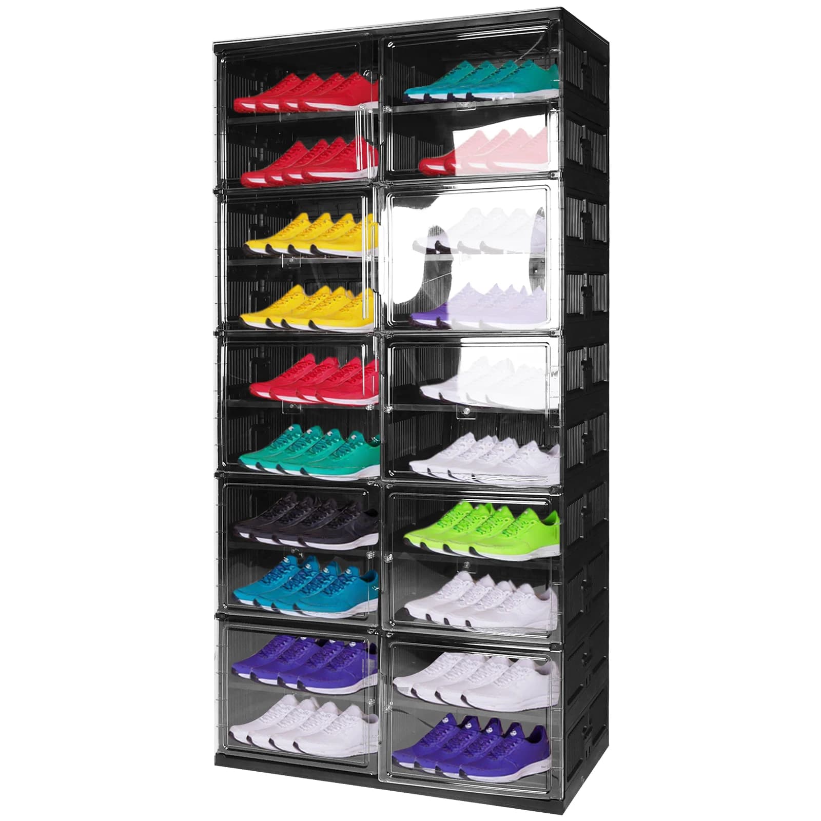 Scarpiera Pieghevole a 10 Livelli per 40 Paia, Contenitore Salvaspazio per Scarpe, Mobile Scarpiera in Plastica per Ingresso e Soggiorno