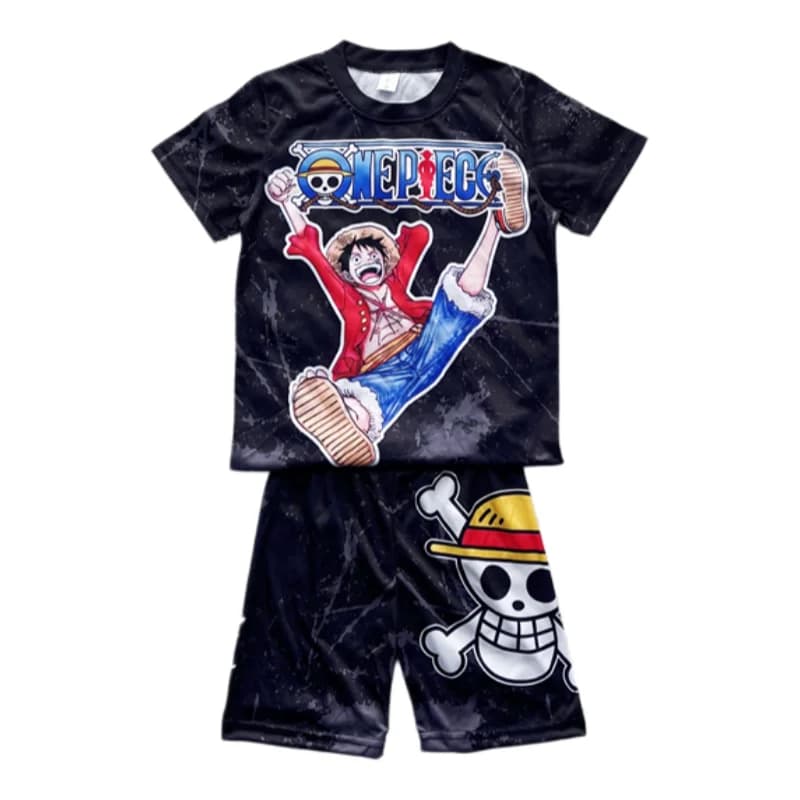 Pigiama Bandai Straw Hat Luffy One Piece Anime for adults and children, set of t-shirts and shorts, summer, fast drying, soft, light and comfortable