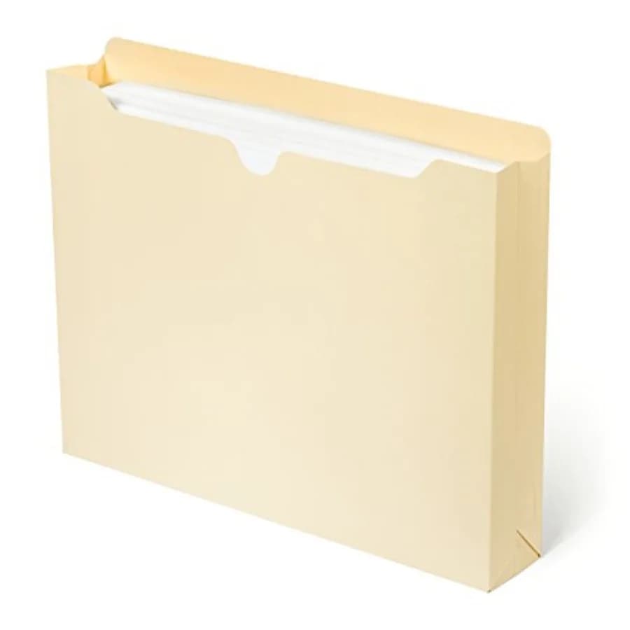 Cartella Portadocumenti Manila 50 Scomparti Rinforzata con Linguette a Taglio Dritto, Tasca Espandibile Resistente Formato Letter, Confezione da 50