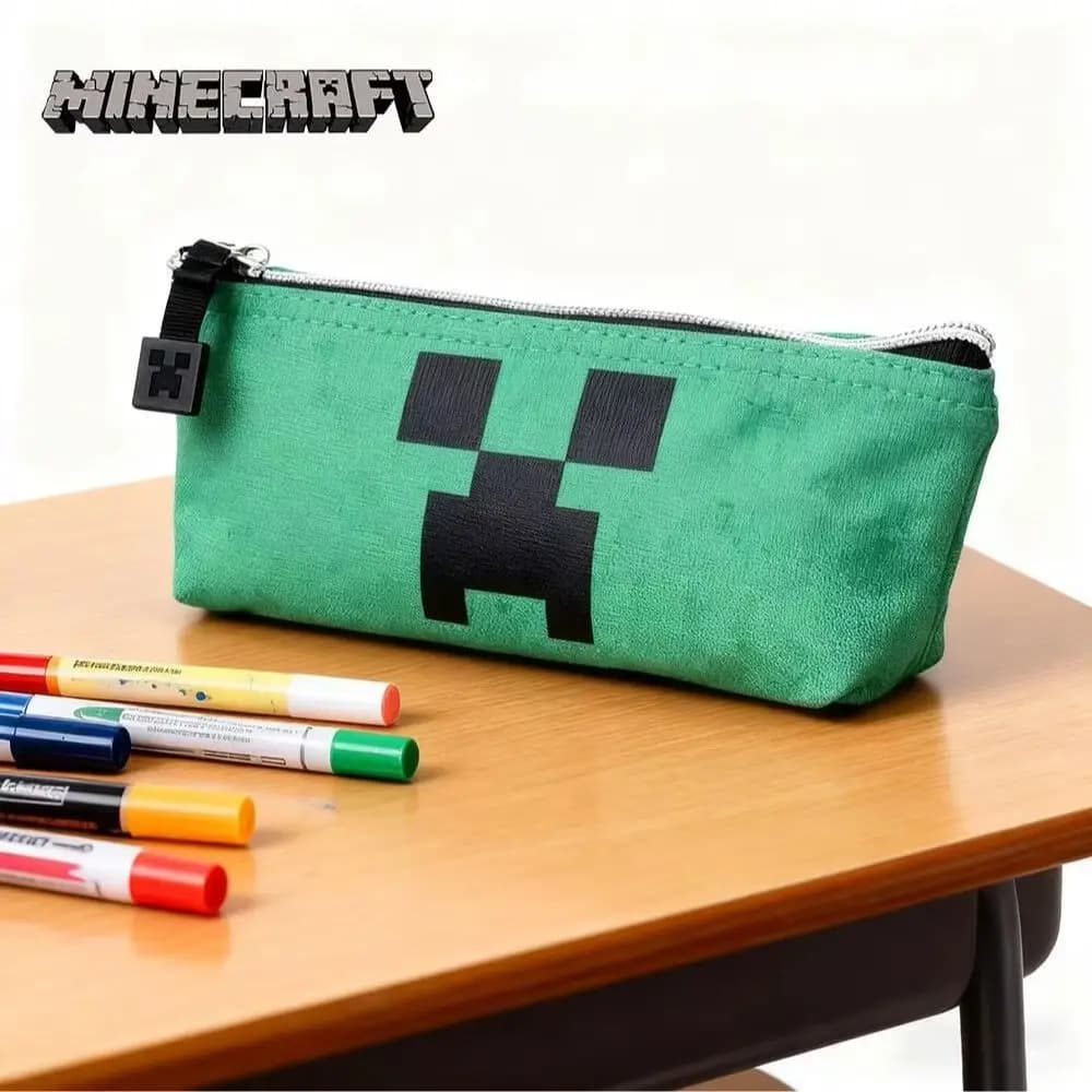 1PC Minecraft Creeper Pencil Case Large Capacity Portable Pencil Bag Simple Stationery Bag Birthday Gift