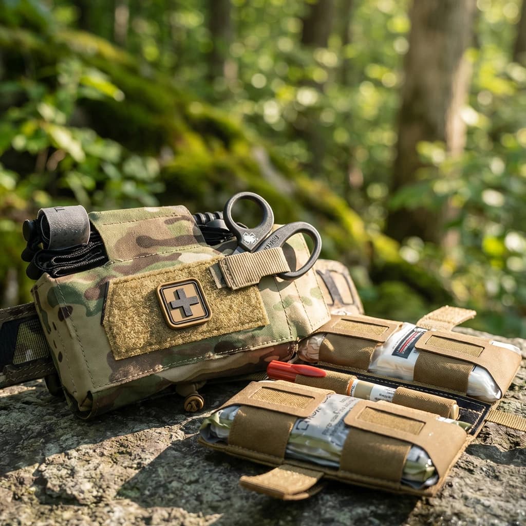 Borsa Tattica Medica di Pronto Soccorso Compatta MOLLE IFAK, Kit Trauma ad Accesso Rapido per Gilet, Airsoft, Attrezzatura da Sopravvivenza Outdoor