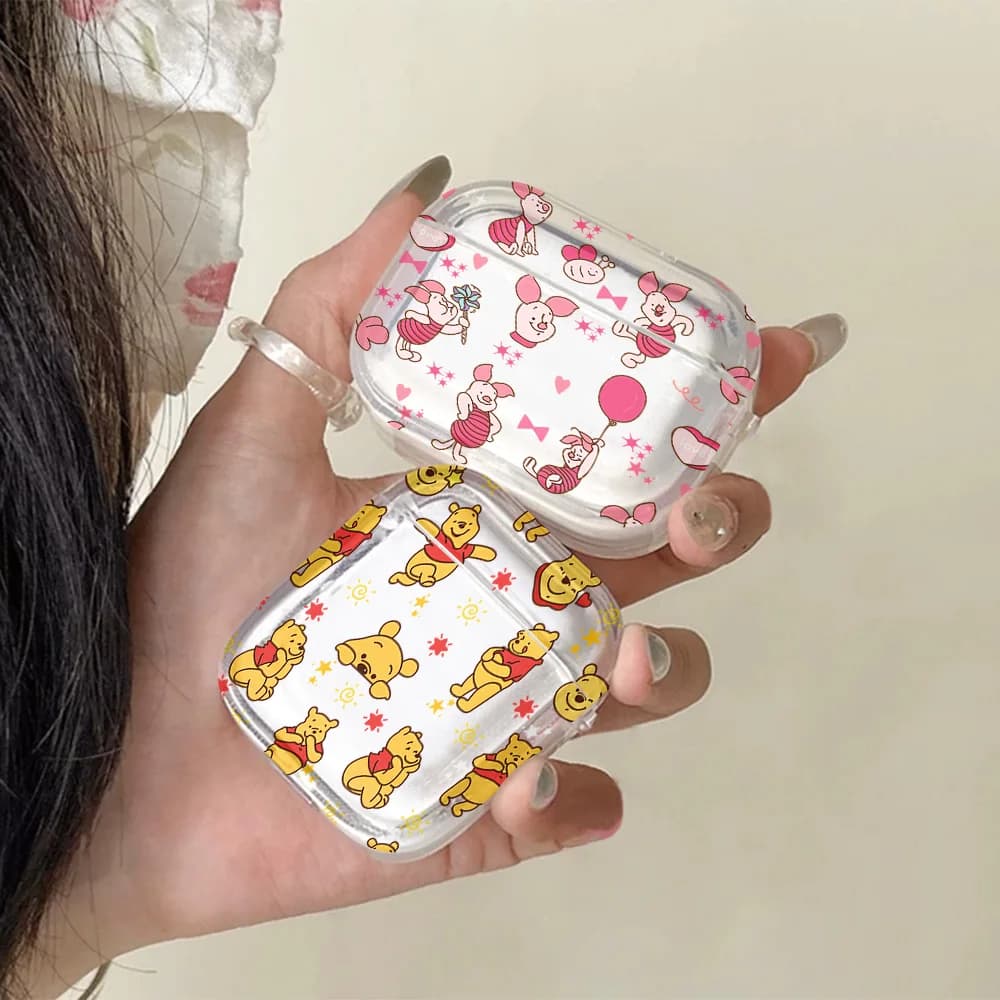 Lovely Winnies The Poohs Translucent Silicone Case for Airpods 4 3 Pro 2 1 Wireless Earphone Headphone Pro2 Protective Covers