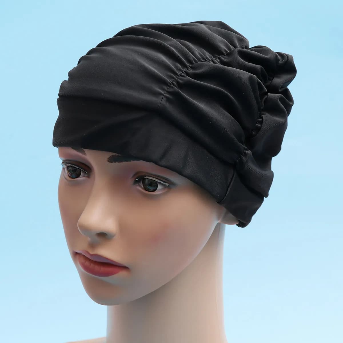 1Pcs Pleated Swim Cap Waterproof Women Ear Protector Blue Lightweight Eco Friendly Swimming Hat Beach Pool Women Swim Cap