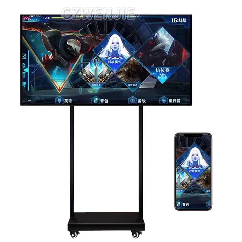 43 Inch Smart Interact Screen Portable TV on Wheels Smart Wireless Portable Monitor with Mobile Smart TV LCD Touch HD