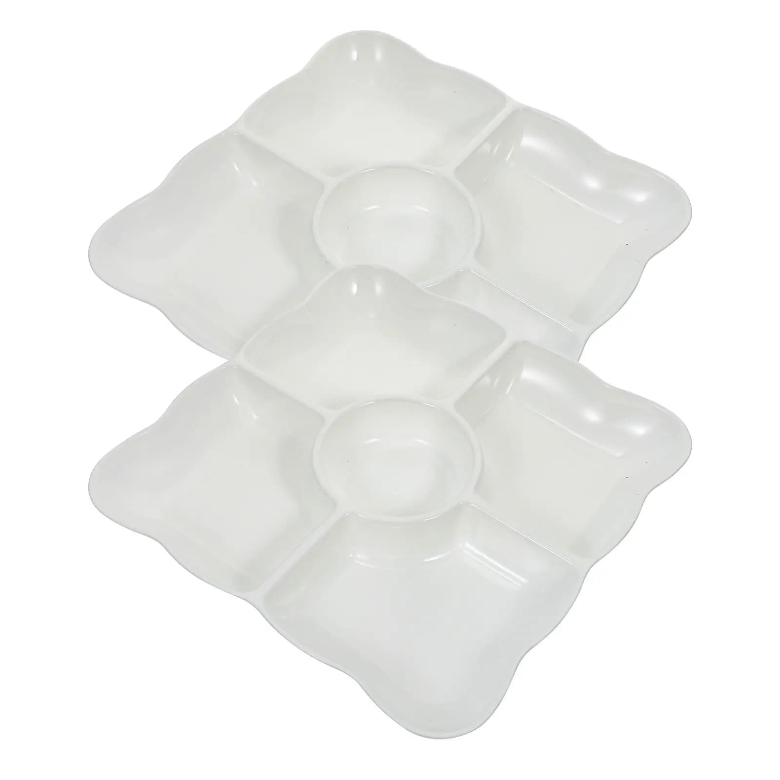 Set di 2 Vassoi Premium a Quattro Scomparti per Frutta Secca, Snack, Caramelle, Noci e Dessert, Ideali per Servire e Conservare in Cucina e in Picnic
