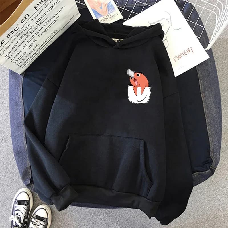 Men's Pochita Chainsaw Hoodie Cartoon Print Autumn Winter Street Style Men's Sweatshirt Japanese Anime Gothic Pullover