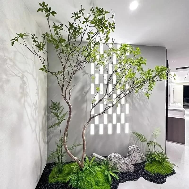 Decorative green plant for interior, simulated banyan tree, large decorative tree, artificial tree, simple landscape