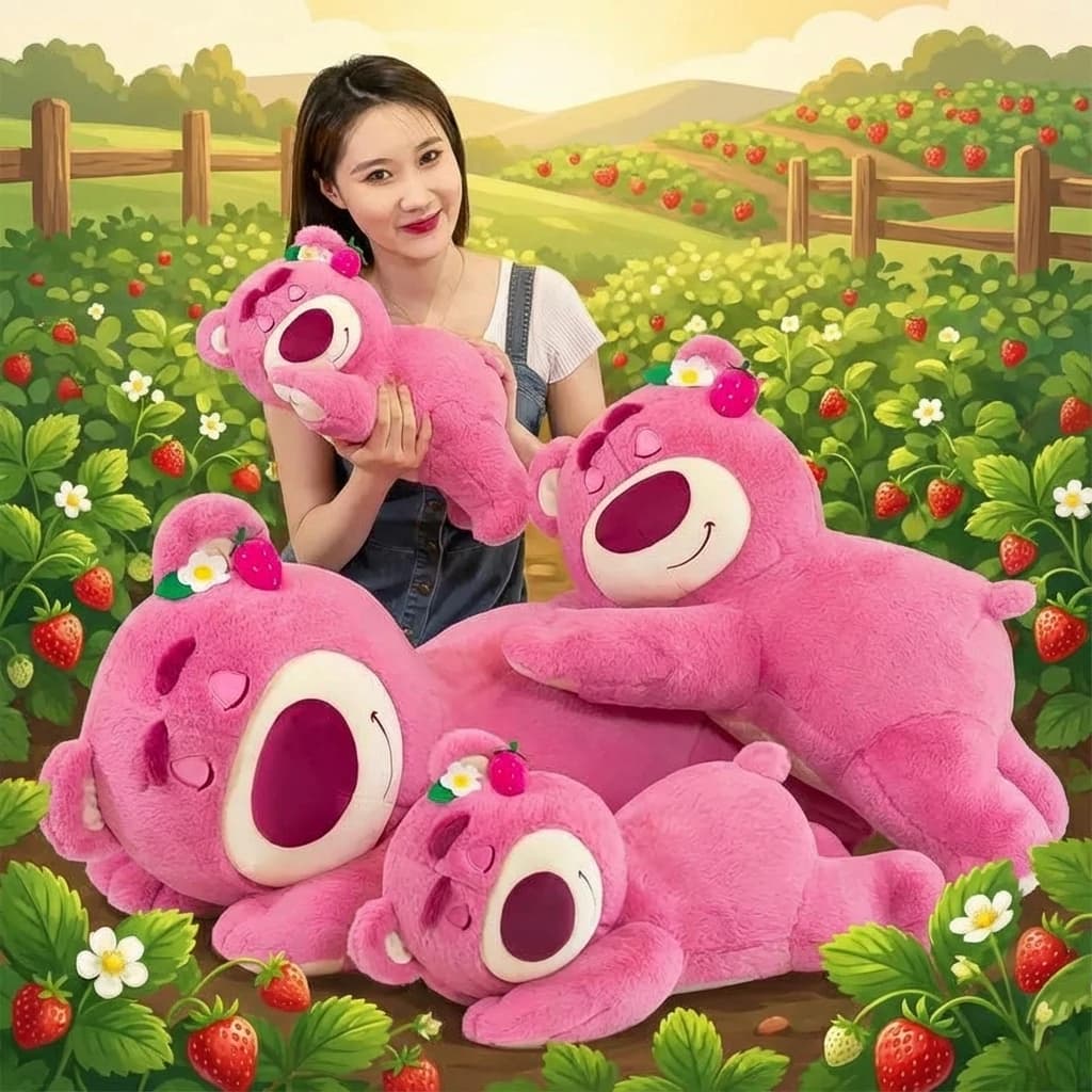 Creativo nuovo simpatico cuscino Lotso peluche regali per ragazze ragazzi lungo sdraiato bambola di peluche Kawaii decorazioni per la casa