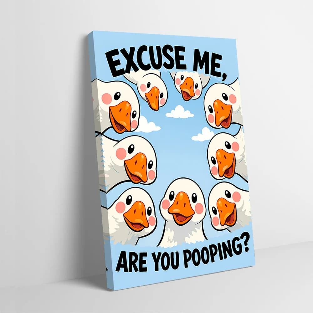 Anatre divertenti che chiedono 'Stai cacando?' Poster Stampato Personalizzato, Quadri su Tela per Decorazione Murale, Regalo con Cornici Decorative