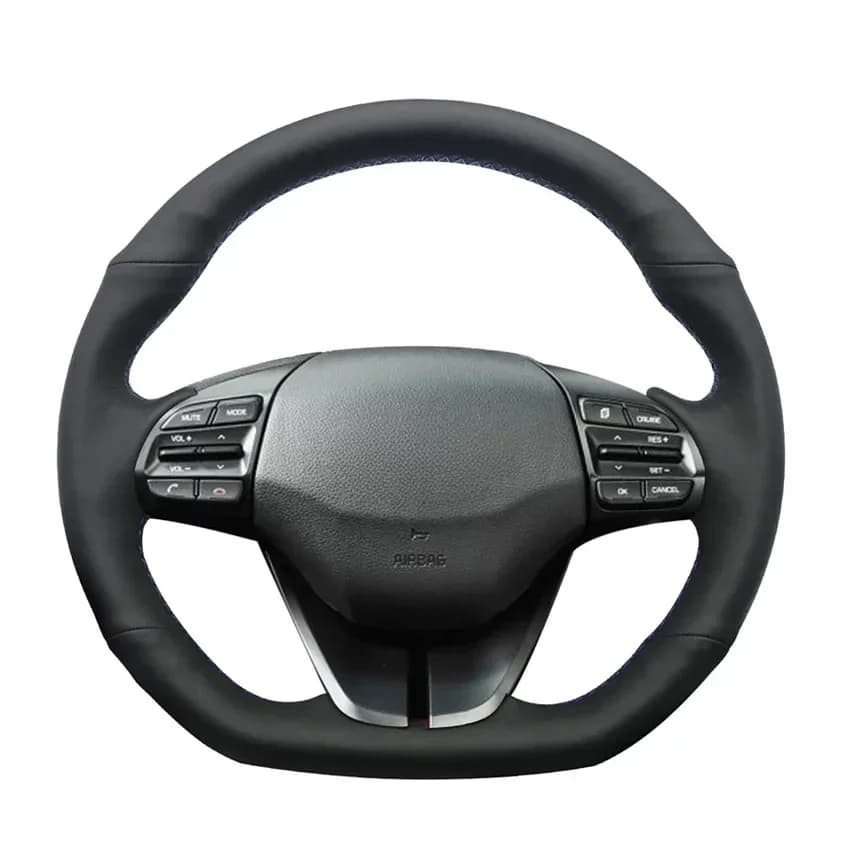 Coprivolante per auto morbido in pelle artificiale nera per Hyundai Ioniq 2016-2022 Elantra VI (Sport | SR Turbo) 2015-2020