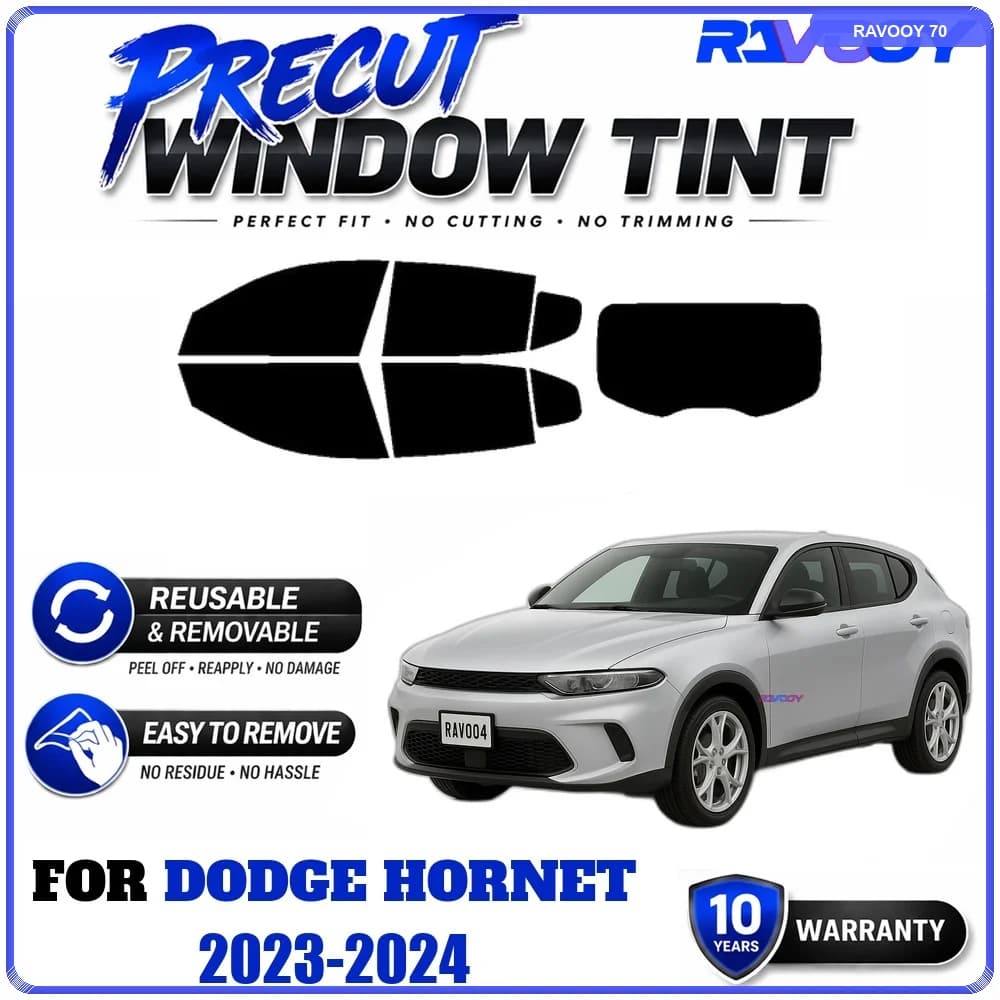 RAVOOY Precut Window Tint, Reusable Removable EPU Film, Custom Fit for Dodge Hornet 2023-2024, UV Heat Protection