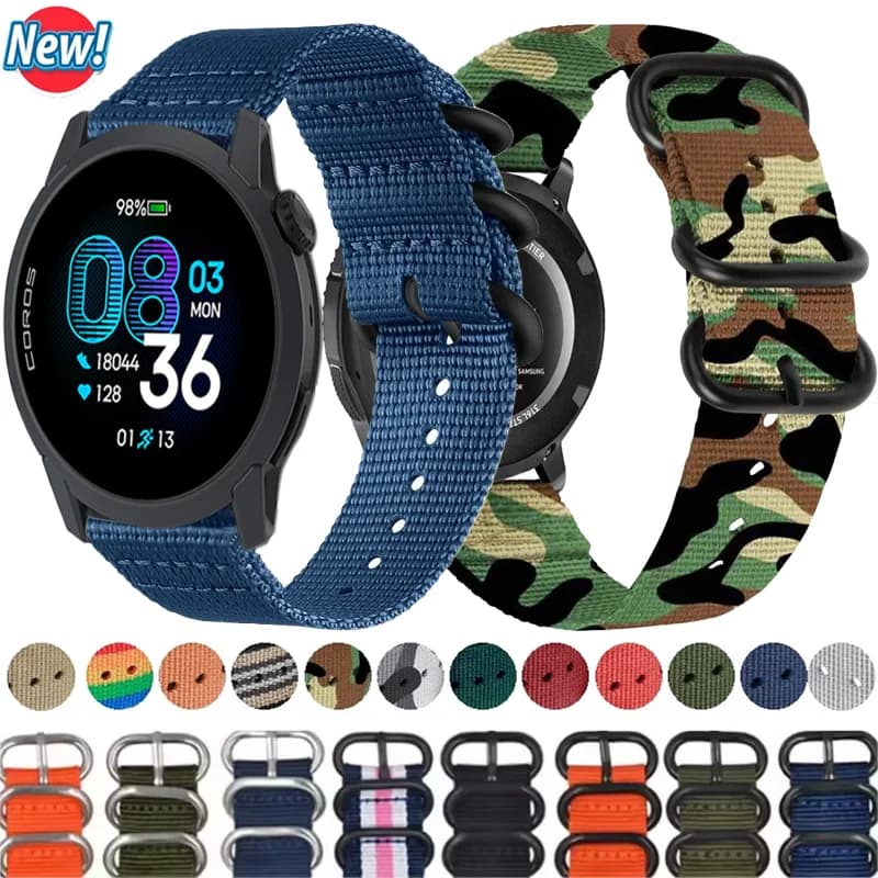 22mm Nylon Strap For COROS APEX 4 42mm PACE 4-Pro-3 Three-ring buckle Bracelet For Suunto Vertical 2-1 Race S-2-1/Run/Ocean Belt