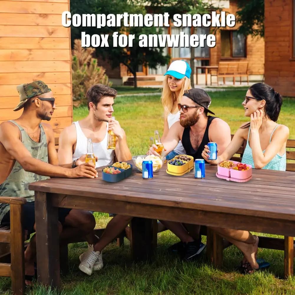 Contenitori per snack a 2 scomparti Contenitori per snack in silicone a prova di perdite per la preparazione dei pasti da viaggio Alimenti a 2 scomparti per salse