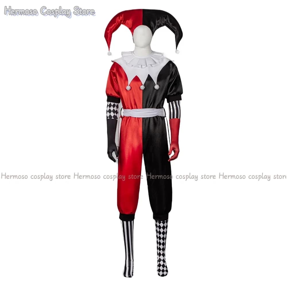 Festival Joker Halloween Cosplay Costume Queen Cosplay Full Set Hat Jumpsuit Collar Sock Set for Party