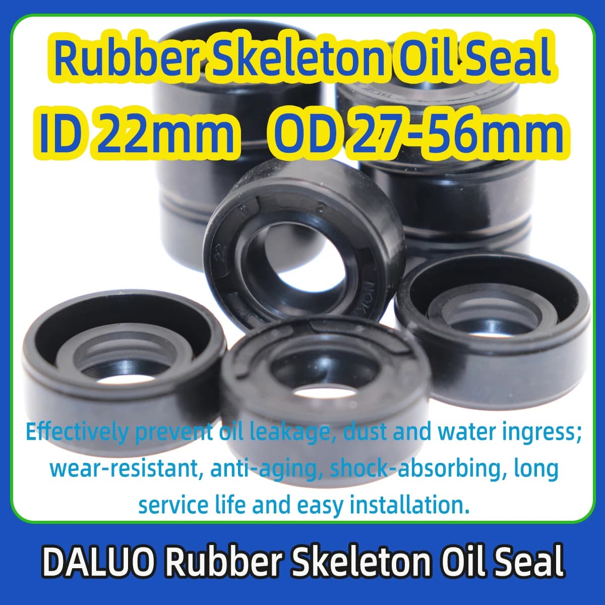 Guarnizione in Gomma a Scheletro ID 22mm OD 27-56mm TC NBR, Guarnizione per Albero Antiusura, Impermeabile, Antipolvere, Componenti di Tenuta Meccanica