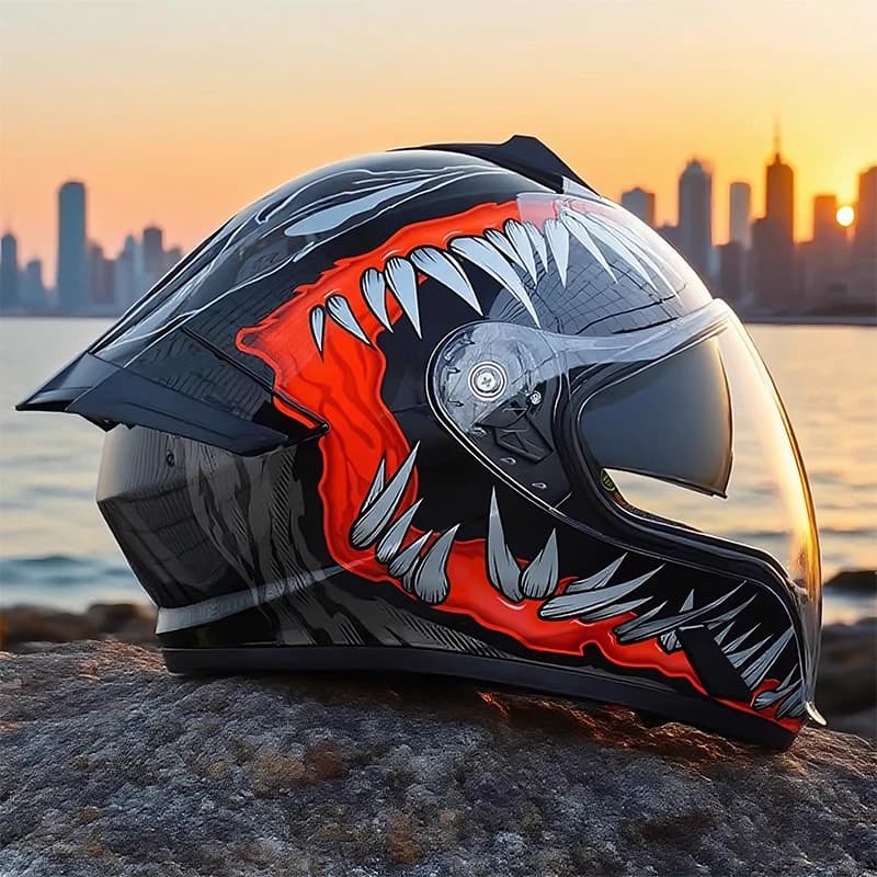 Casco Modulare Integrale per Moto Certificato DOT 3C per Adulti con Doppia Visiera Anti-UV a Sgancio Rapido