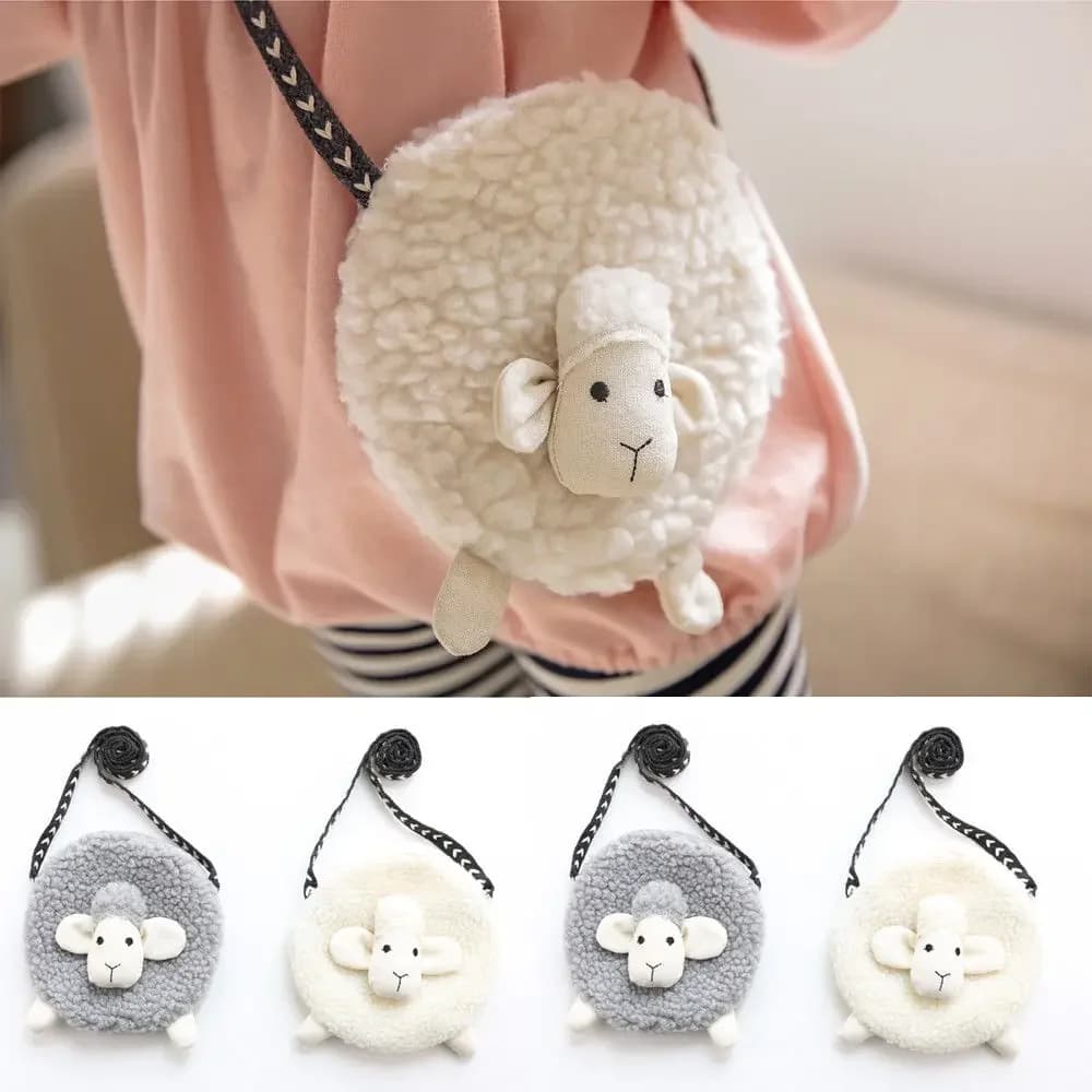 Nice sheep-shaped shoulder bag for girls Toddler Mini coin purse wallet for kids plush Soft Sweet Organizer handbags