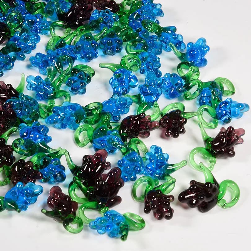 6pcs/Lot Glass Fruits Grape Charms For Jewelry Making Earring Keychain Necklace Diy Food Accessories Glass Pendant Material Bulk