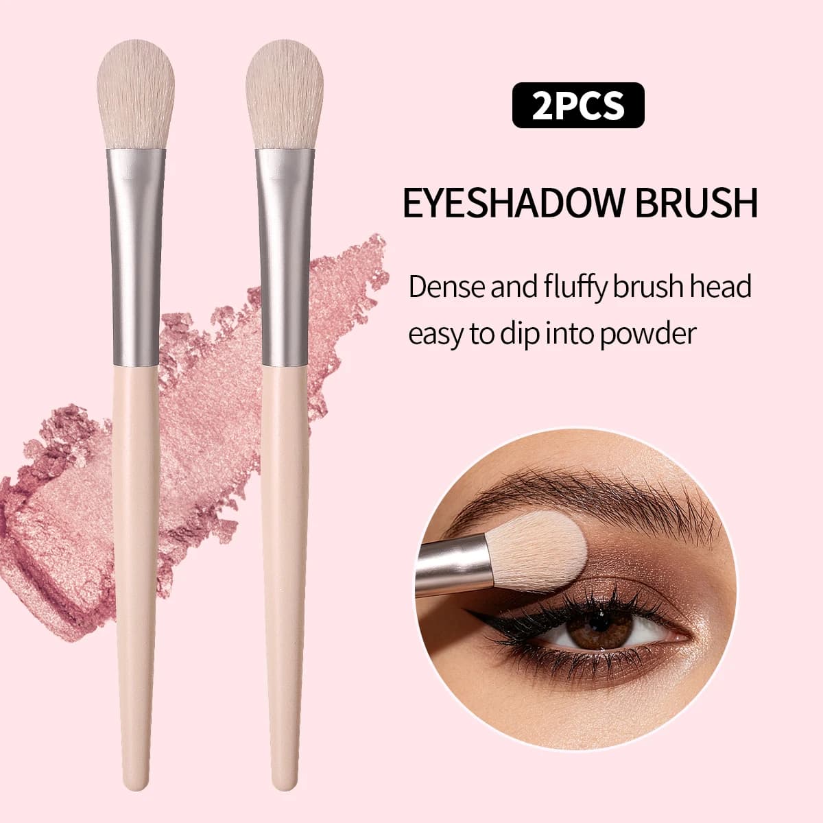 2Pcs Eyeshadow Brushes, Soft Fluffy Eye Cosmetic Brush, Dense Makeup Brush for Eyeshadow Shading Blending, Daily Eye Beauty Tool