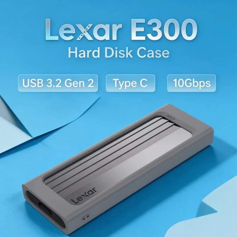 Lexar E300 M.2 SSD Enclosure USB 3.2 Gen 2 Type C NVMe SSD Case for 2230/2242/2260/2280 Mobile External Hard Disk Case