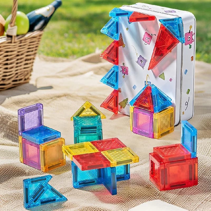 Bambini Mini Piastrelle magnetiche Giocattoli da viaggio 3.75 cm Blocchi magnetici Giochi Scatola di ferro Costruzione Set da gioco STEM Giocattoli educativi per bambini