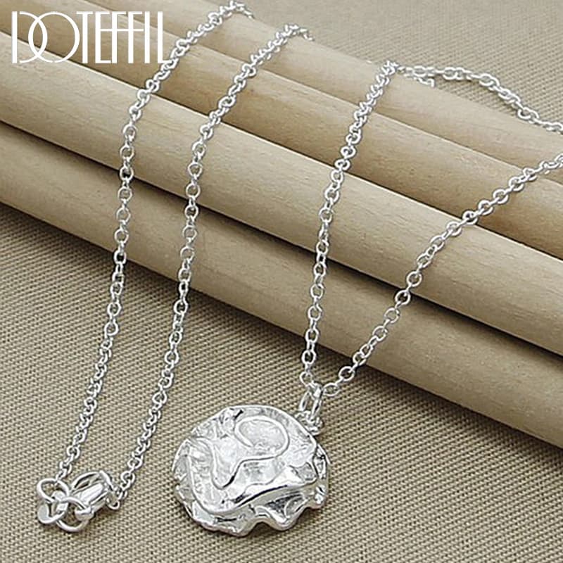 DOTEFFIL Collana con ciondolo fiore rosa in argento sterling 925 per gioielli con ciondoli per feste di fidanzamento e matrimonio da donna