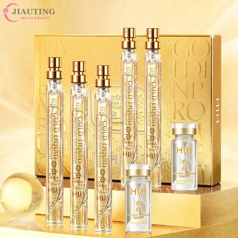 Soluble Face Lifting Threads Collagen Facial Serum Set Golden Protein Peptide Liquid For Face Lifting Tightening Anti-Wrinkle