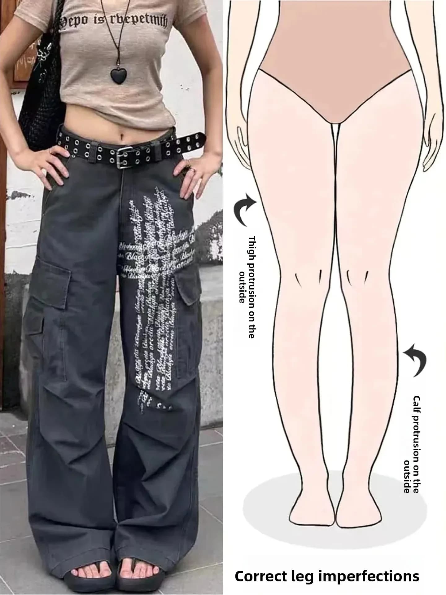 Retro American Cross Print Design Loose Wide Leg Jeans for Women Autumn New Street Style Pear Shape Body Fit High Waist Denim