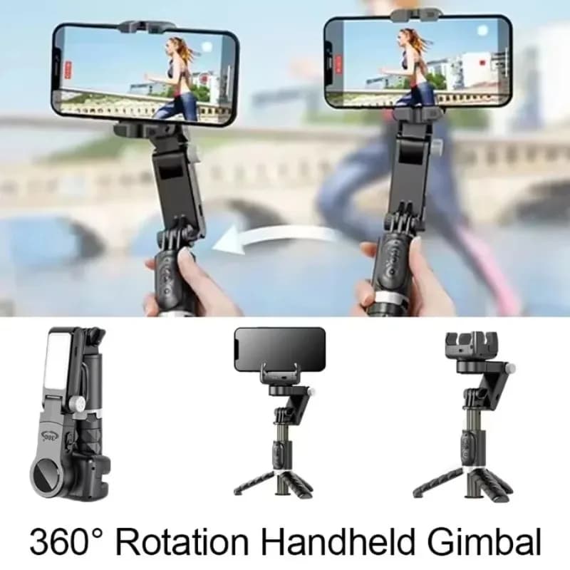 360 Rotation Auto Face Tracking Selfie Stick Tripod with Fill Light Bluetooth Remote Portable Phone Stand for Vlog Streaming