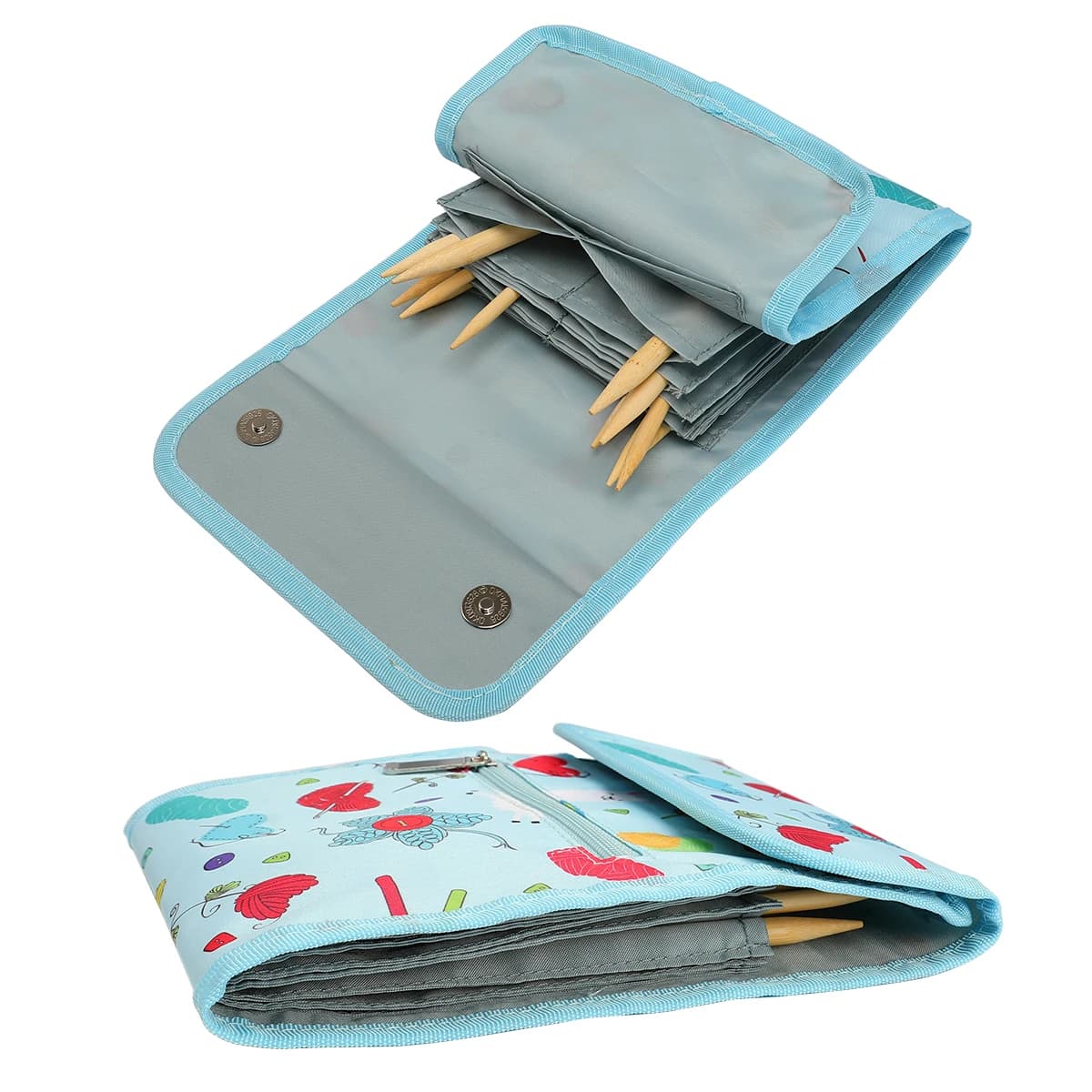 Knitting Needle Case Pouch Organizer Crochet Needle Storage Bag Sewing Tools Accessories Bag with Multiple Internal Pockets