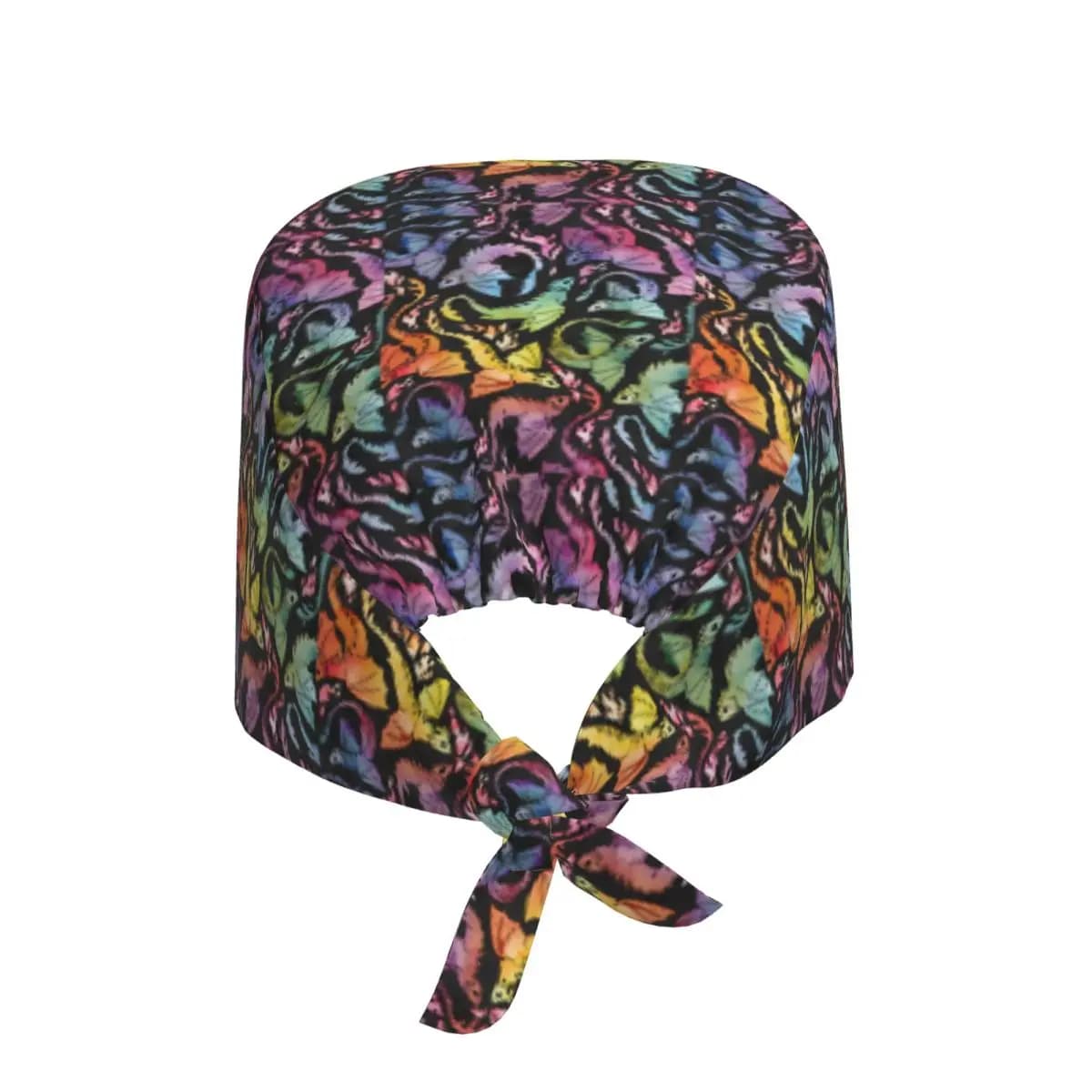 Dragon Fire Dark Rainb Scrub Hat Doctor Working Surgical Cap Unisex Adjustable Nursing Caps for Dentist