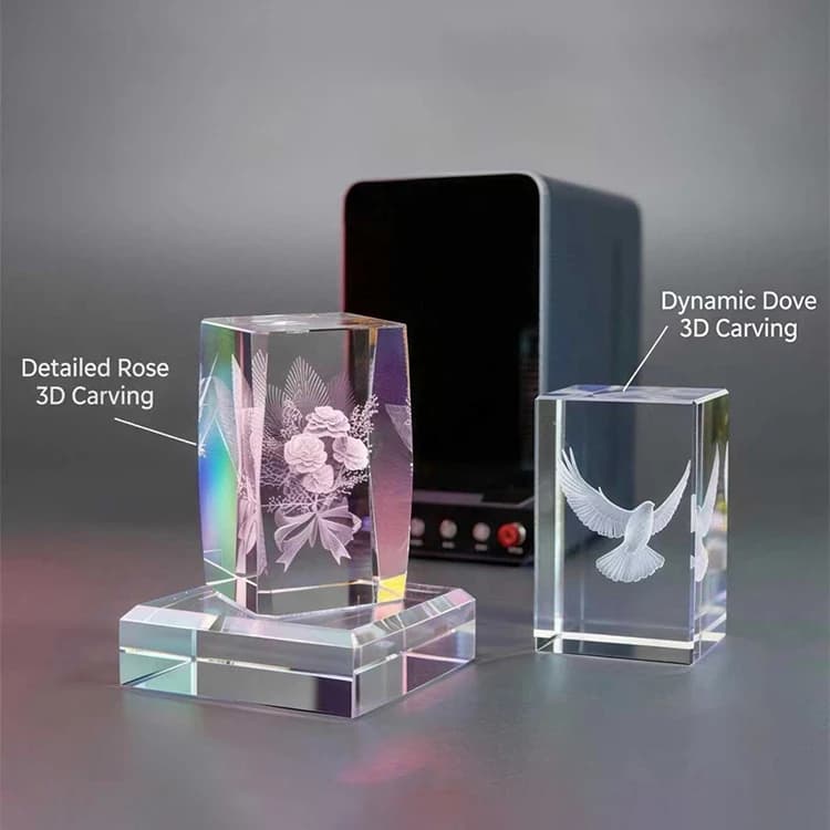 2.5D 3D Glass Vidrio Crystal Inner Engraver 5W UV Laser 2D Surface Paper Wood Leaves Marking Cutting Machine