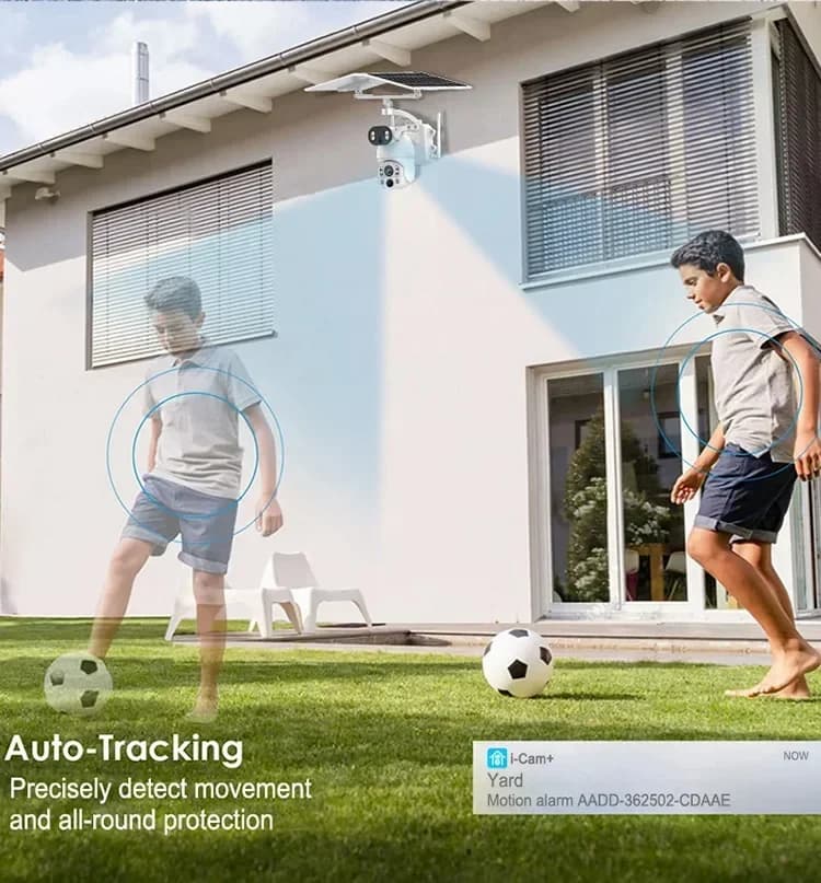 CHAFON Telecamera di Sicurezza Solare Dual 4G WIFI con Doppia Lente Panoramica 5MP, Audio Bidirezionale e Rilevamento Umano PIR