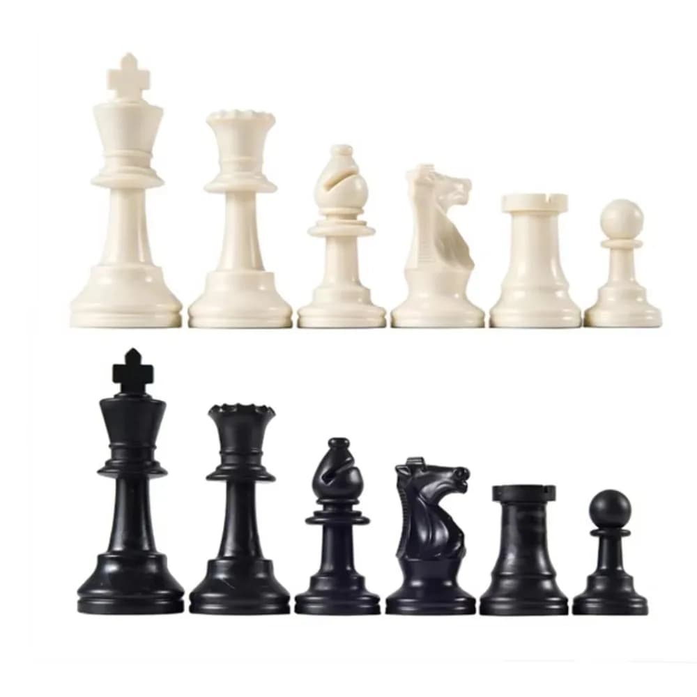 Set di Scacchi Internazionali Bianco e Nero da 32 Pezzi, Gioco Educativo Standard in Plastica per Migliorare l'Intelligenza
