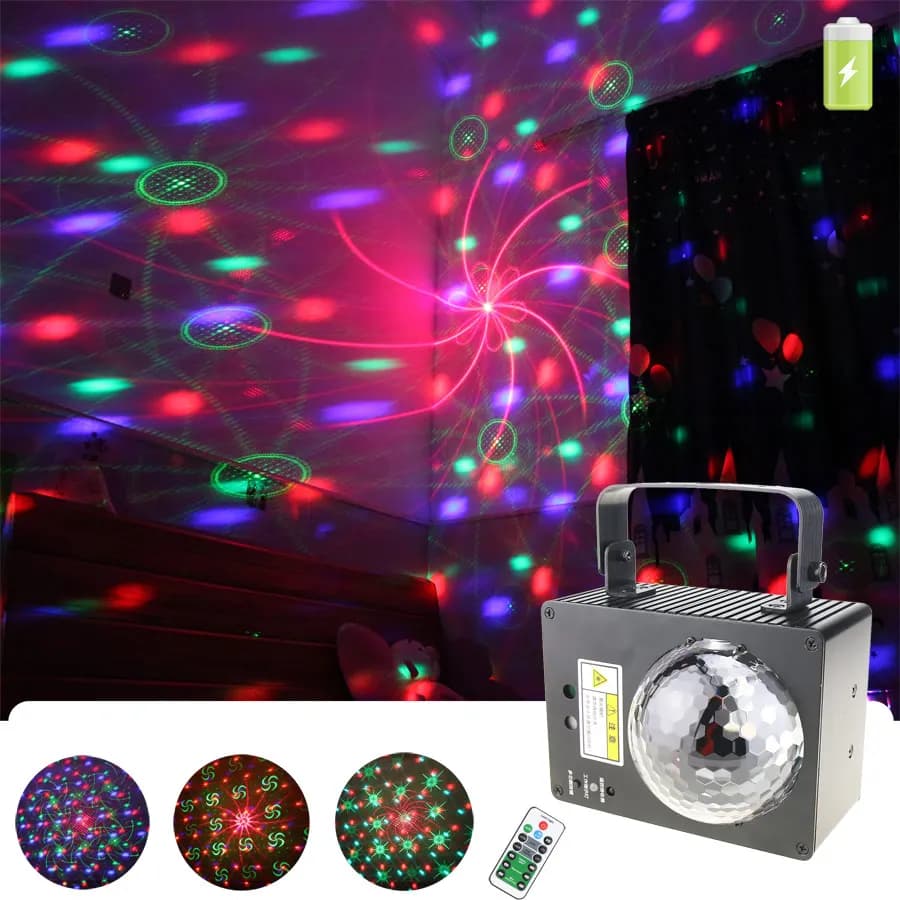 ESHINY Batteria RGB LED Magic Ball 64 Modello DJ Disco Light Bar RG Proiettore Laser Party Sala da ballo Lampada ad effetto scenico USB B226N7
