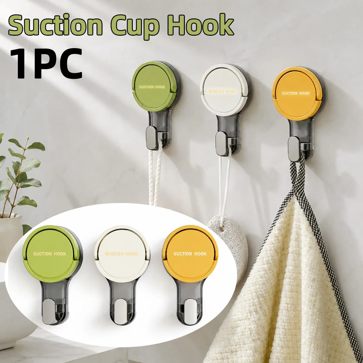 1PC Vacuum Suction Hook No Drilling Traceless Wall Hanging Hook Heavy Duty Holder For Bathroom Kitchen Toilet Door Home Storage