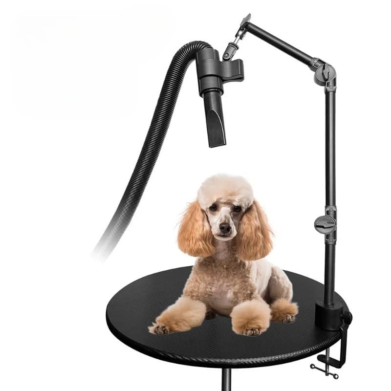 Tavolo da toelettatura per cani regolabile con supporto per cellulare - Supporto per toelettatura per animali domestici, resistente, morsetto sicuro, asciugacapelli e supporto per telefono