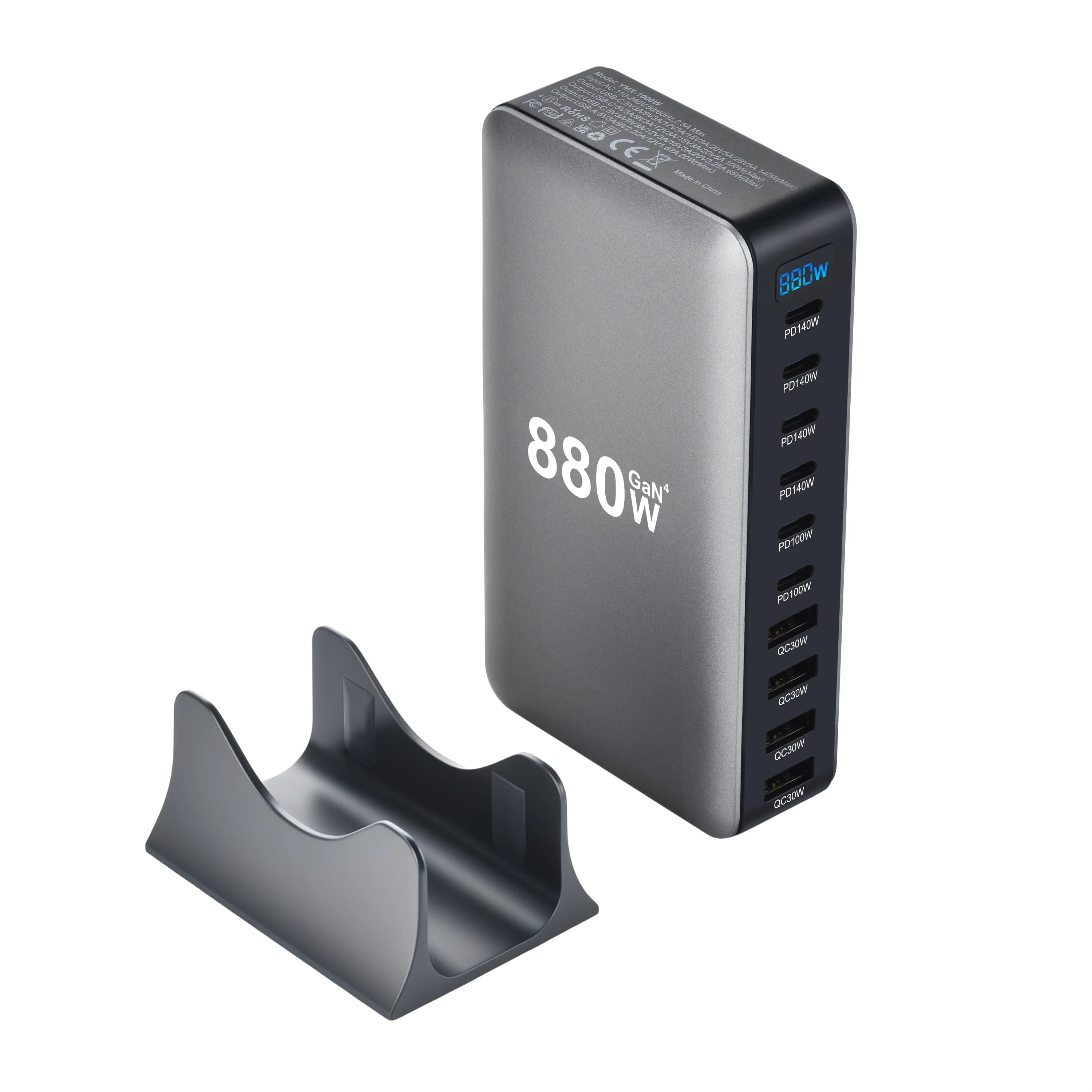 Nuovo Caricatore Rapido GaN da 880W con 10 Porte USB-C, Stazione di Ricarica Veloce PD3.1 da Tavolo per Cellulari e Tablet - Dropshipping