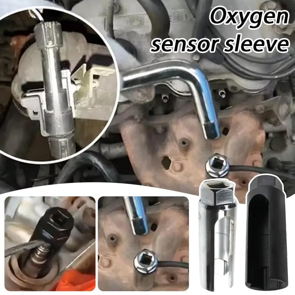 Kit di attrezzi per auto: Chiave a bussola nera a bocca stretta per la rimozione di sensori lambda e sensori di ossigeno, attacco da 1/2 pollice, scanalatura da 8 mm, in acciaio
