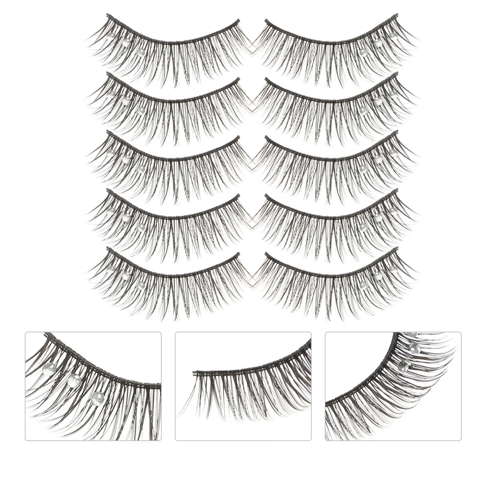 5 Paia di Ciglia Finte Scintillanti con Strass, Ciglia Finte Voluminose e Allunganti per Donne, Ideal for Evening in Disco
