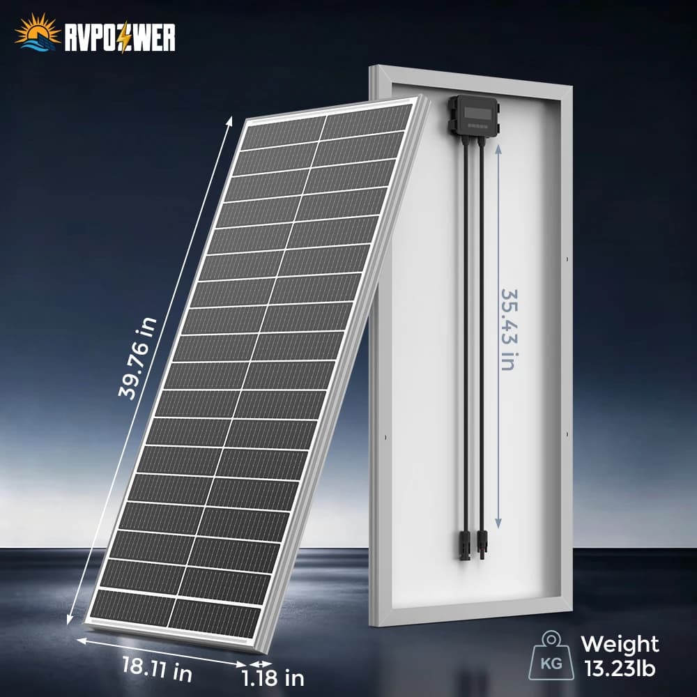 RVPOZWER 100W 18BB Rigid Solar Panels White Frame Board N-Type Solar Cells 23% High Conversion Efficiency for Home RV System Farm Outdoor Camping Off-grid Power Support