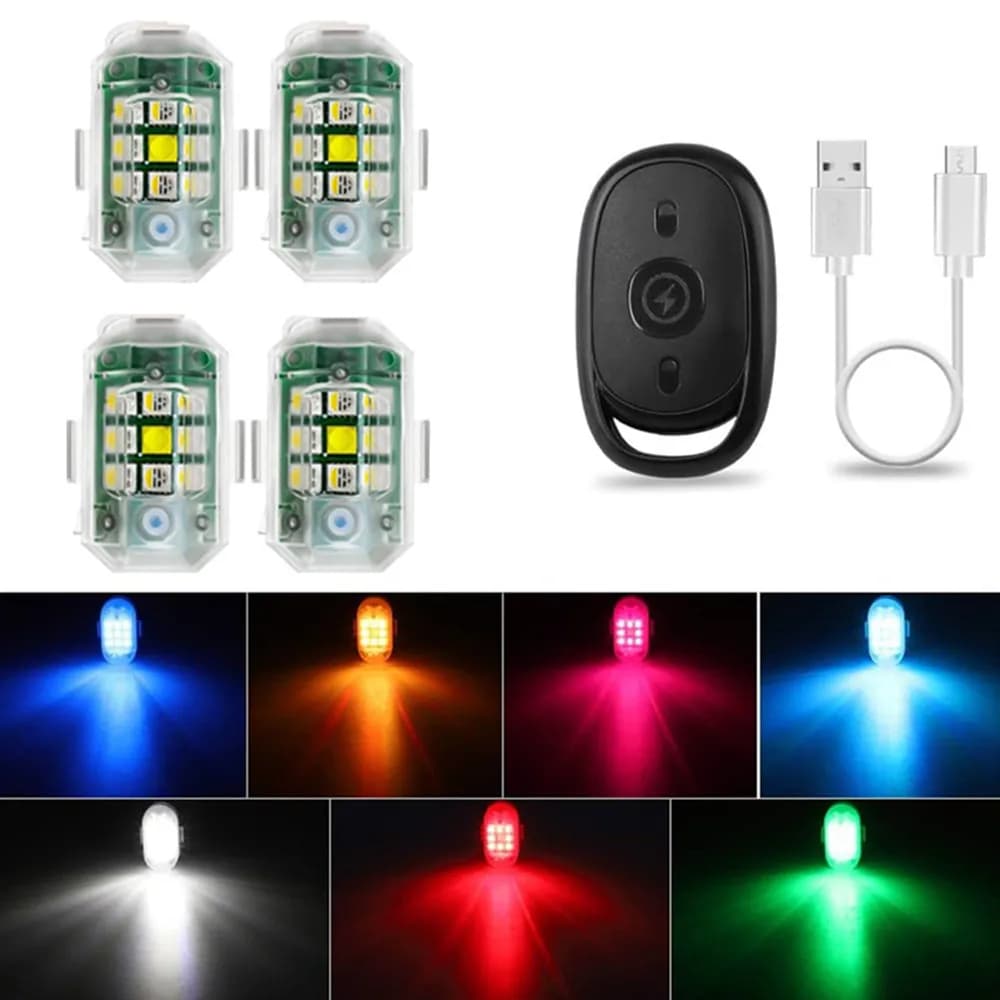 Luce stroboscopica a LED per auto Luci stroboscopiche per aerei a LED RGB wireless Luci di avvertimento anti-collisione per posizione flash a LED per moto